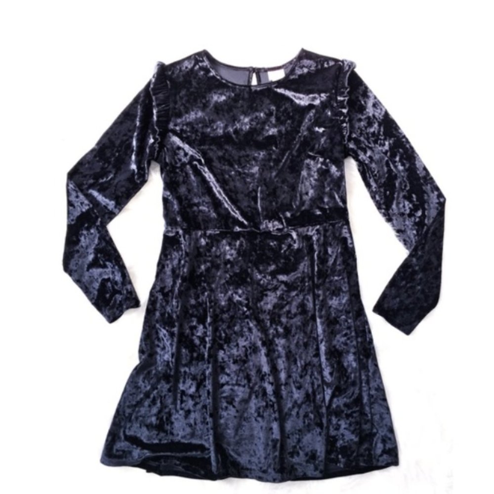 Black velvet ruffle dress